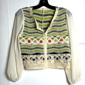 Knit Coverup With Sheer Long Sleeves